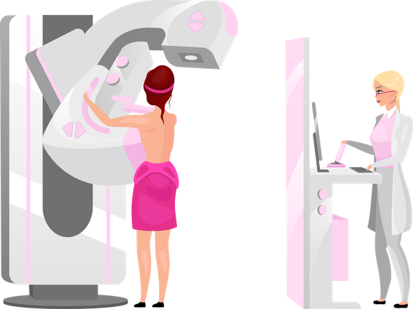 Physician making mammography screening Illustration