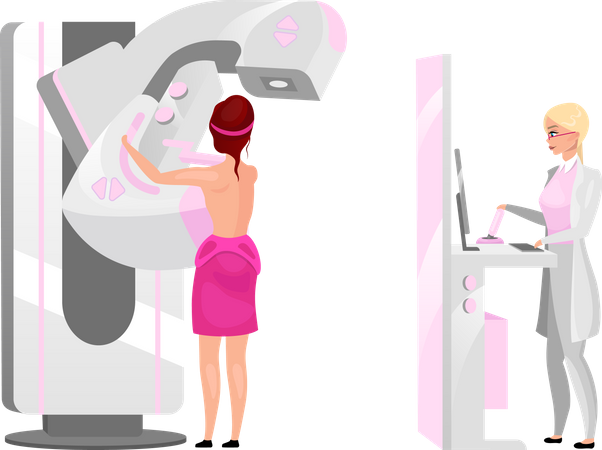 Physician making mammography screening  Illustration