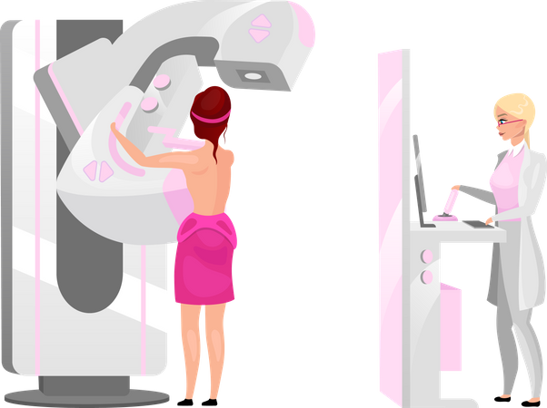 Physician making mammography screening  Illustration