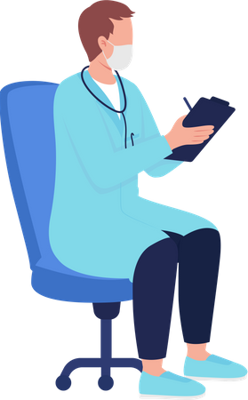Physician with medical records Illustration