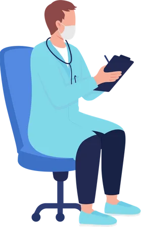 Physician with medical records  Illustration