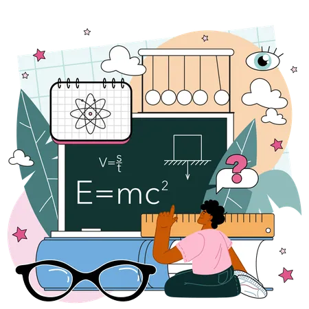 Theoretical Physicist Concept Physicist Explore Electricity Magnetism Light Wave And Forces Theoretical Concept Development New Formulas Derivation Flat Vector Illustration 일러스트레이션
