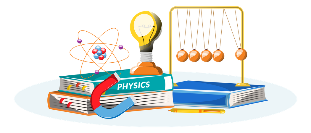 Physics book and equipment  Illustration