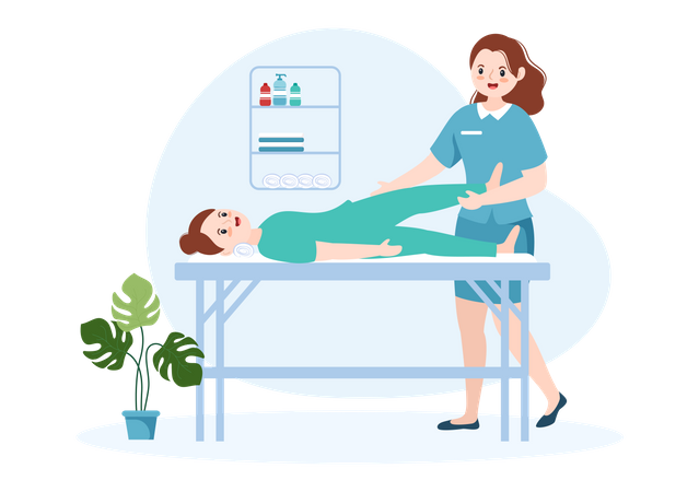 Physiotherapeut bei der Behandlung eines Patienten  Illustration