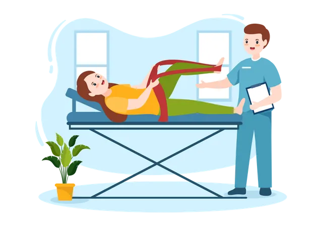 Physiotherapeut hilft Patienten  Illustration