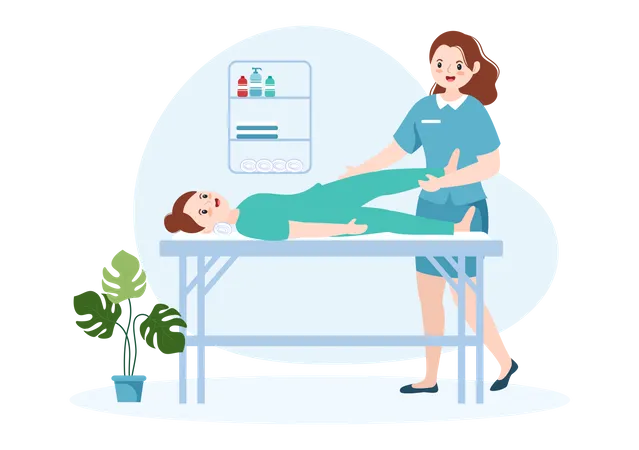 Physiotherapist doing treatment of patient Illustration
