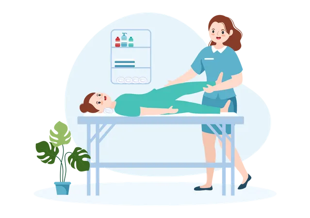 Physiotherapist doing treatment of patient  Illustration