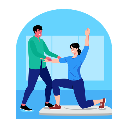 Physiotherapist helping patient for muscle strength  Illustration