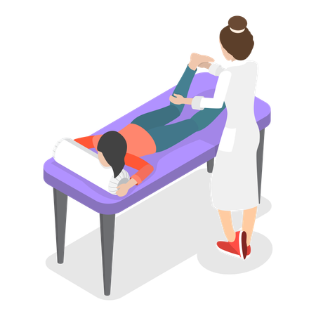 Physiotherapist helping patient to stretch legs  Illustration