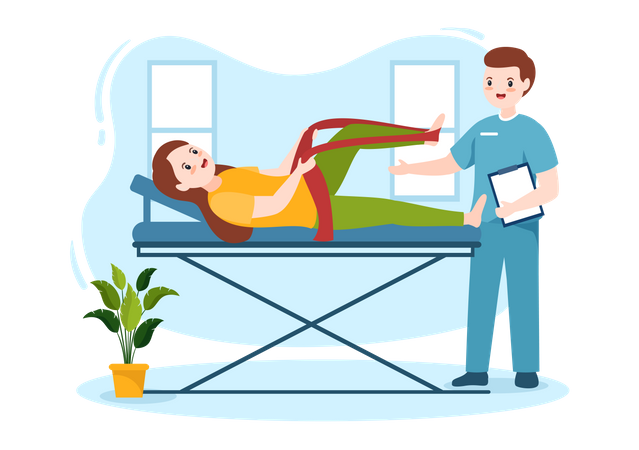 Physiotherapist helping to patient  Illustration