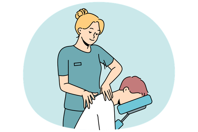 Physiotherapist massage client in hospital  Illustration