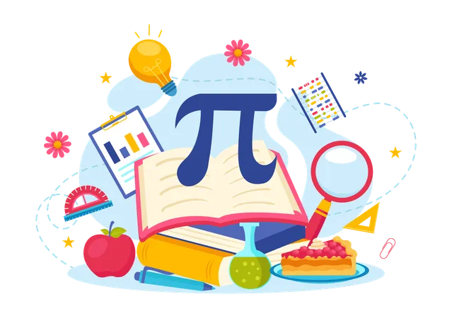 Pi Approximation Day Vector Illustration On July 22 With Mathematical Constants Greek Letters Or Baked Sweet Pie In Flat Cartoon Background Illustration