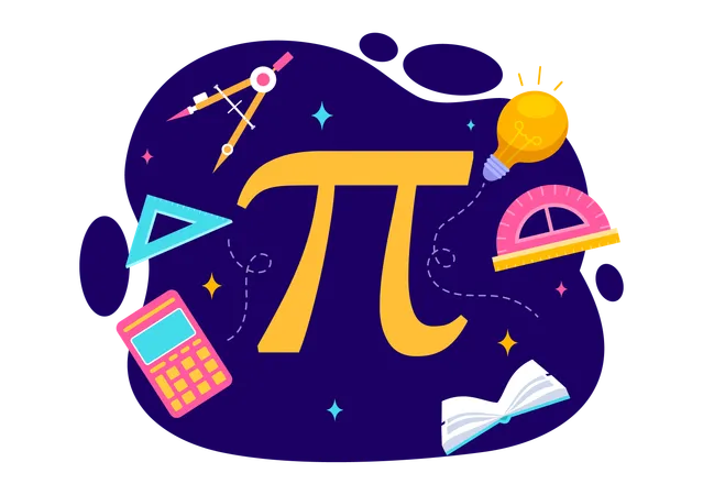 Happy Pi Day Vector Illustration On 14 March With Mathematical Constants Greek Letters Or Baked Sweet Pie In Holiday Flat Cartoon Background 일러스트레이션