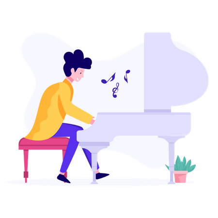 Pianista tocando piano  Ilustração