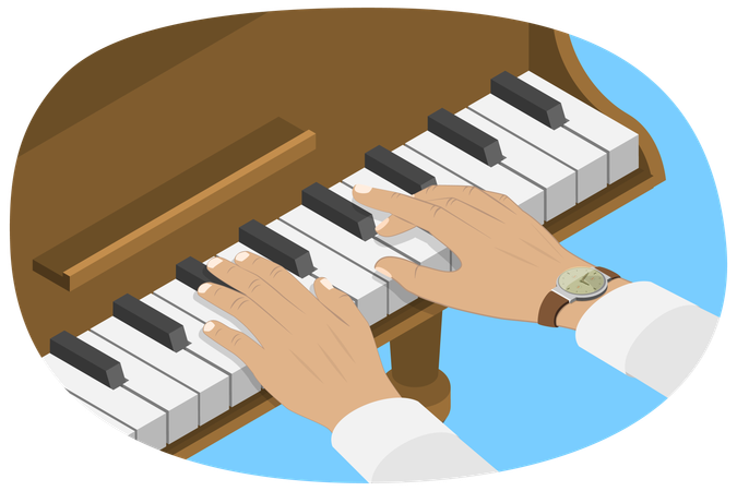 Piano Player playing piano  Illustration