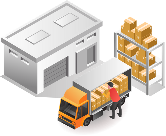 Pick up goods in warehouse for delivery  Illustration