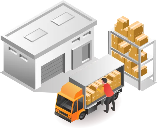 Pick up goods in warehouse for delivery  Illustration