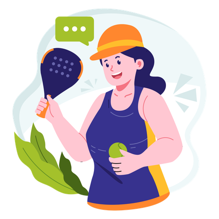 Pickleball player standing with racket  Illustration