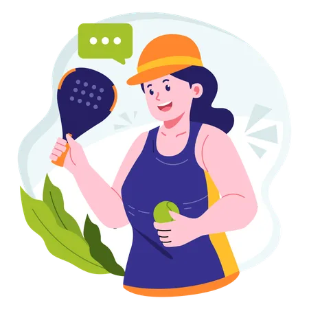 Pickleball player standing with racket  Illustration