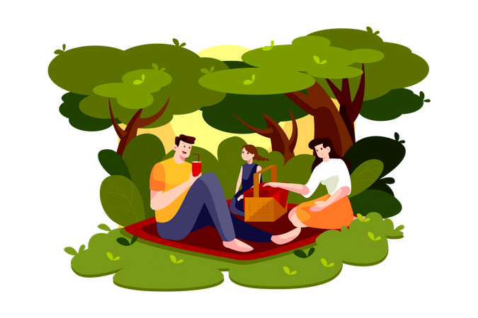 Picknick im Freien  Illustration