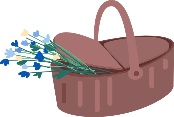 Picknickkorb mit Blumen  Illustration