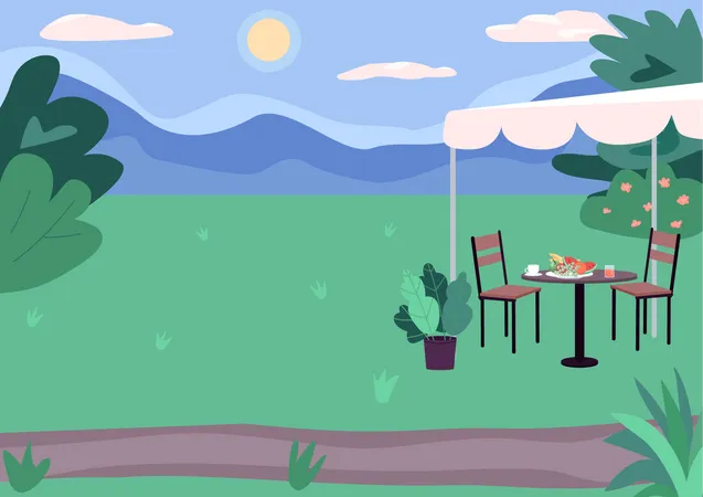 Picknickplatz im Freien  Illustration