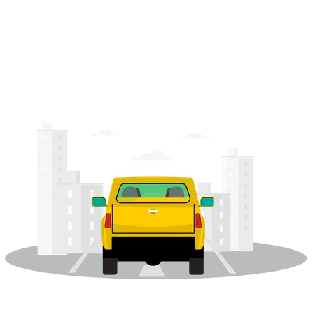 Pickup truck driving in car  Illustration