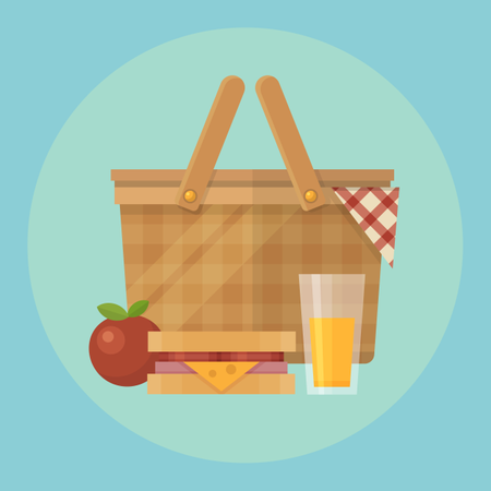 Picnic basket and food  Illustration