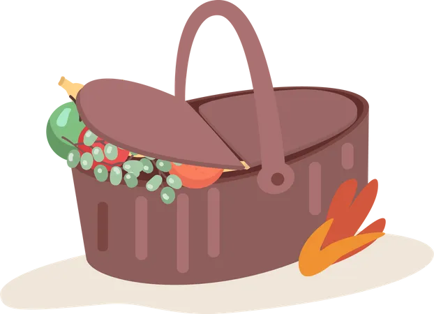 Picnic basket with fruits  Illustration