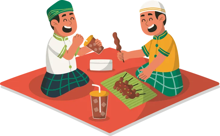 친구들과 함께하는 피크닉 금식 깨기  일러스트레이션