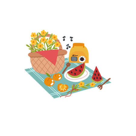 Picnic de sandia  Ilustración