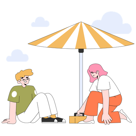 Picnic with friend  Illustration
