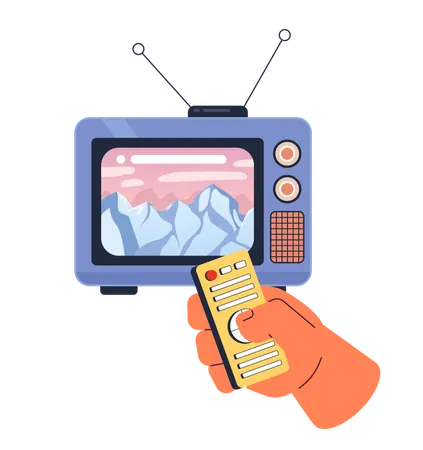 Pico de montaña nevado en la televisión de los 80  Ilustración