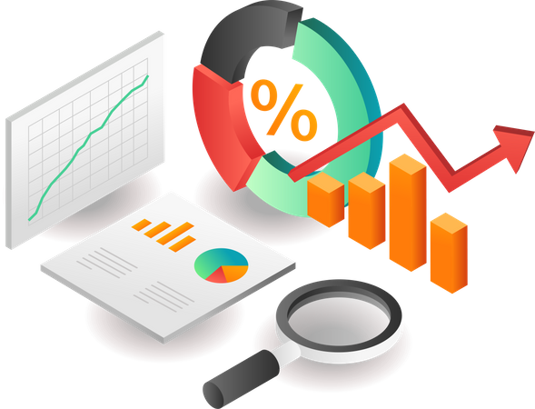 Pie cart data analysis of investment business company  Illustration