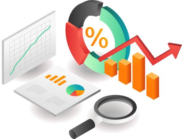 Kreisdiagramm-Datenanalyse eines Investmentunternehmens  Illustration