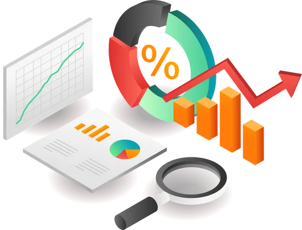 Kreisdiagramm-Datenanalyse eines Investmentunternehmens  Illustration