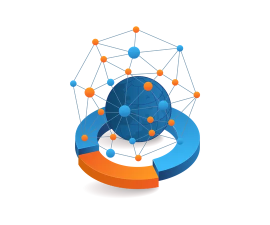 Pie cart with world's top network  Illustration