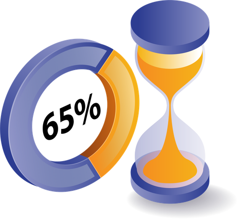 Pie chart analysis with hourglass  Illustration