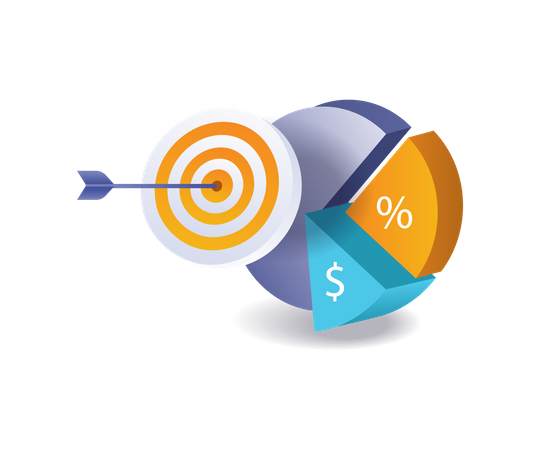 Pie chart business analysis targets  Illustration