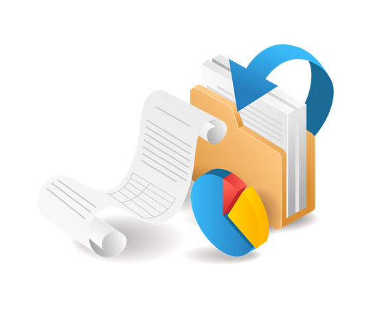 Pie chart paper roll server folder data  Illustration