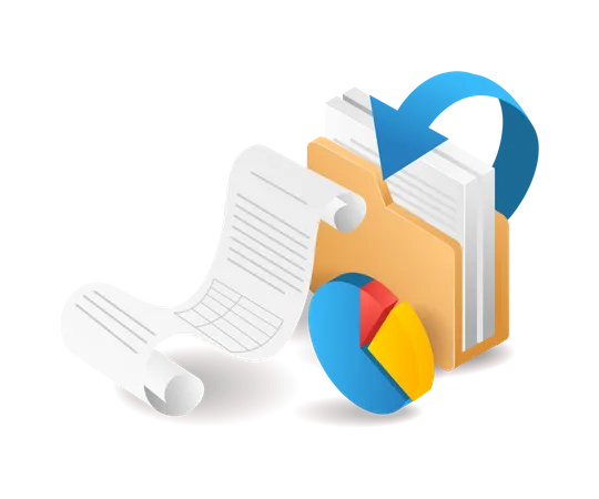 Pie chart paper roll server folder data  Illustration