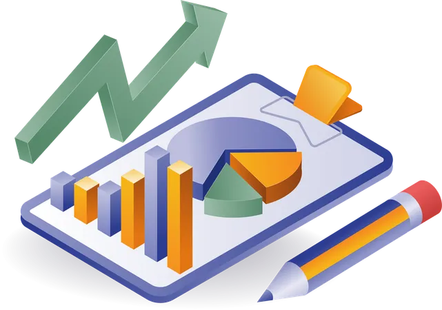 Pie chart percentage showing profit in business  Illustration