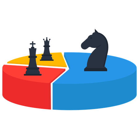 Pie chart with chess pieces market share  Illustration