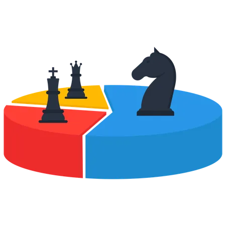 Pie chart with chess pieces market share  Illustration