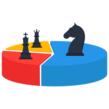 Pie chart with chess pieces market share  Illustration