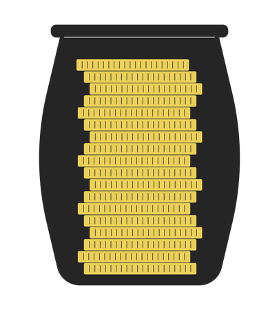 Pièces d'or dans un bocal en verre  Illustration