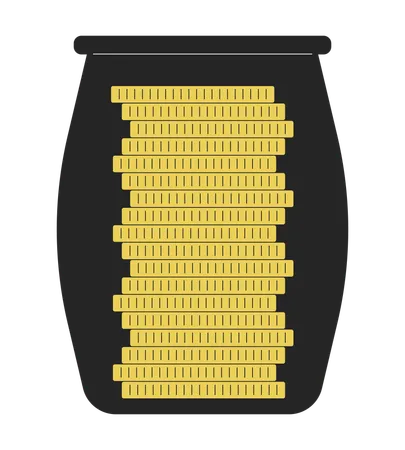 Pièces d'or dans un bocal en verre  Illustration