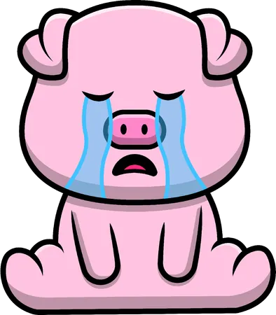 Pig Crying  Illustration