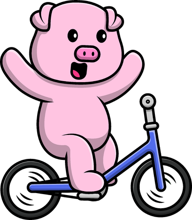 Pig Riding Bicycle  Illustration
