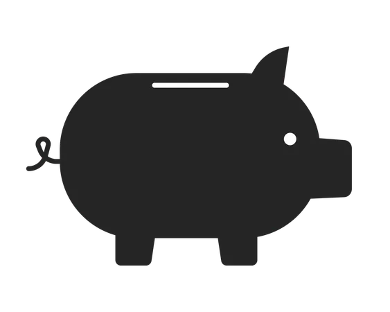Piggy Bank Flat Monochrome Isolated Vector Object Money Box Editable Black And White Line Art Drawing Simple Outline Spot Illustration For Web Graphic Design Illustration